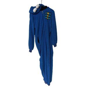 Cookie Monster One Piece Zip Up Union Suit Hoodie Costume Adult Size XS/S Nom